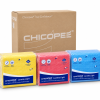 Chicopee Lavette Light Wipes – Blue, Red and Yellow Chicopee Lavette Light wipes in yellow, red and blue packs with a Chicopee carton