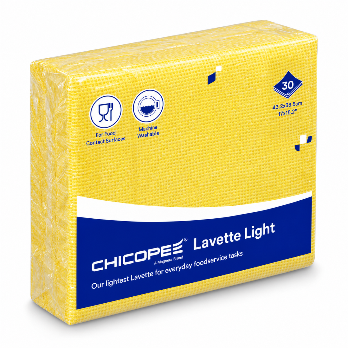 Chicopee Lavette Light – Yellow 74547 Yellow Chicopee Lavette Light wipes, 30-wipe pack, manufacturer code 74547
